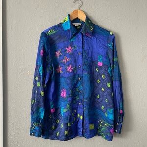 St. John Multicolor Floral Button Down Shirt